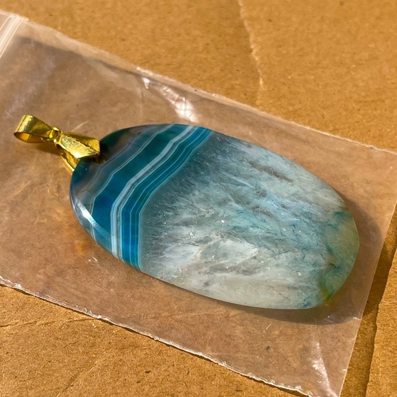 Aquamarine Translucent Polished Stone Pendant - Picture 2 of 3